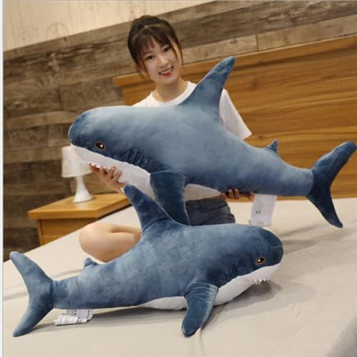 Giant Blue Shark Plush Pillow Toy for Kids