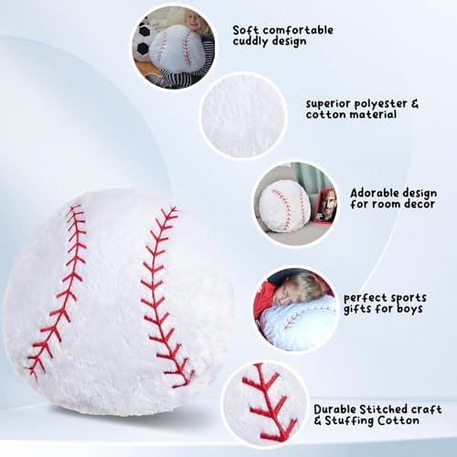 CatchStar Baseball Plush Pillow for Boys 8-12