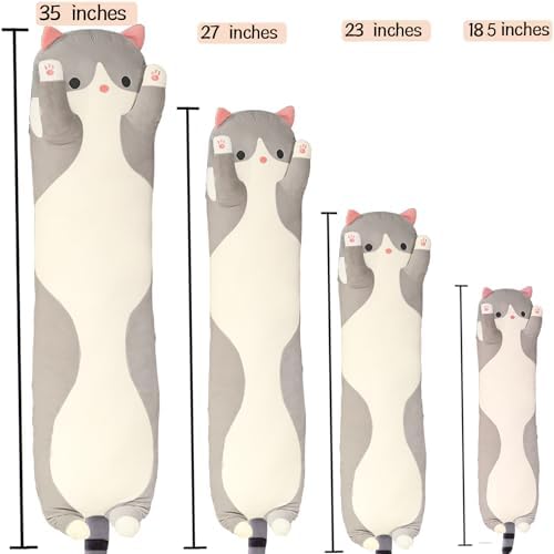 Werdast Grey Cat Plush Pillow for Relaxation