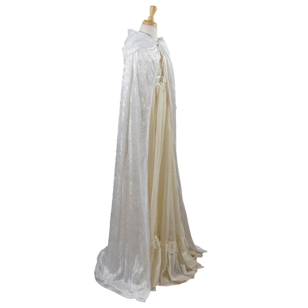 White Crushed Velvet Full Length Cape for All Ages