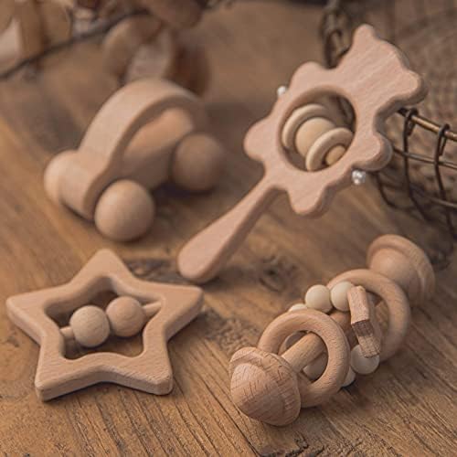 HI BABY MONMENT 4PC Wooden Rattle Set for 36 Months