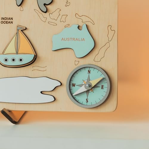 Kids Wooden World Map Puzzle Montessori Toy 1