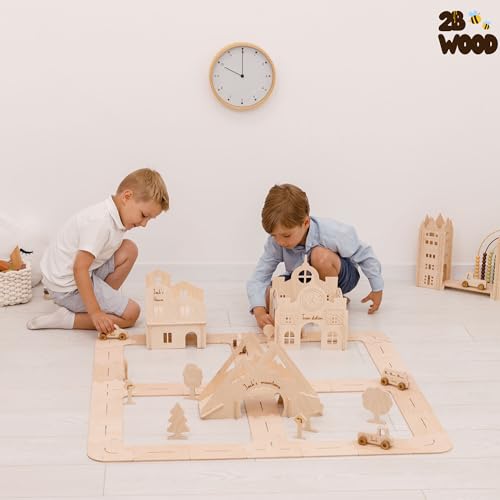 Personalized Wooden Car Track for Kids - XL Toddler Race Track Toy