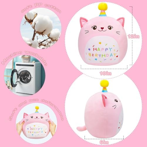 LICSOR 12 Inch Plush Unicorn Cat Birthday Pillow