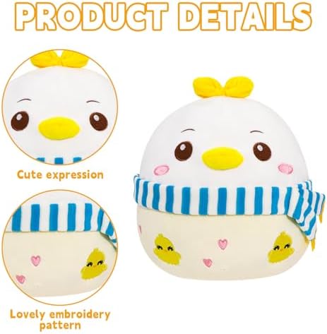 Cute Chicken Plush Pillow with Scarf for Kids and Adults