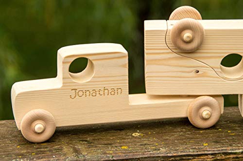 Little Wooden Wonders Wooden Toy Truck with Cars