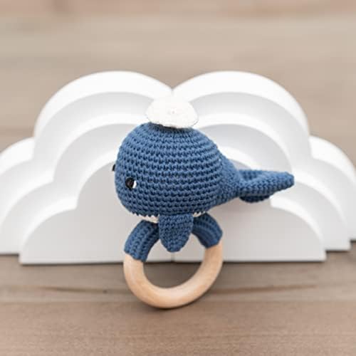 Handmade Cotton Crochet Blue Whale Rattle