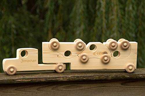 Little Wooden Wonders Wooden Toy Truck with Cars
