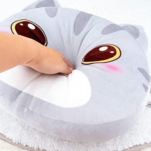 Cat Plush Pillow Toy for Kids Gray 15 Inches
