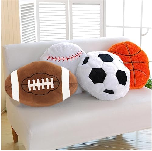 4 Pcs Sports Themed Fluffy Throw Pillows