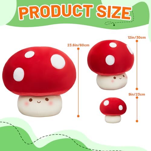 Yulefly 9-Inch Mushroom Pillow Plush - Cute Stuffed Animal Decor