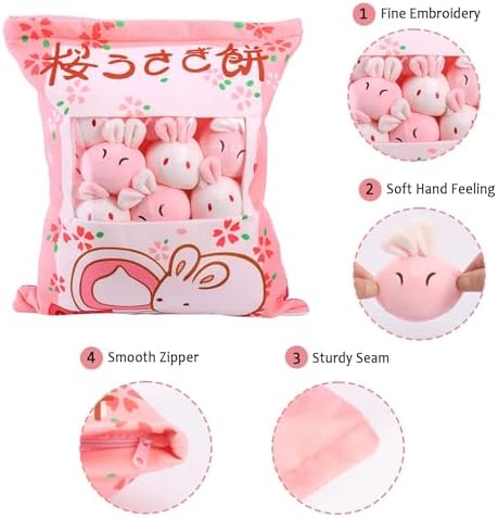 JILPAK Cute Bunny Plush Pillow with 8 Dolls