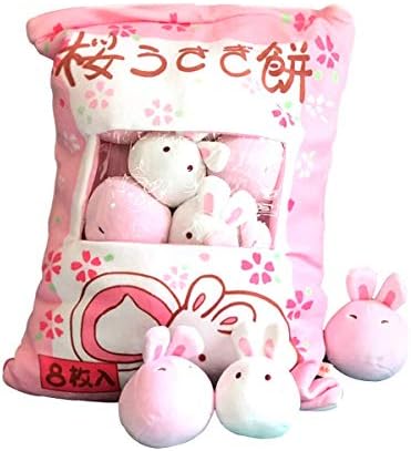 REFAHB Cute Plush Pillow Throw with 8 Stuffed Bunnies