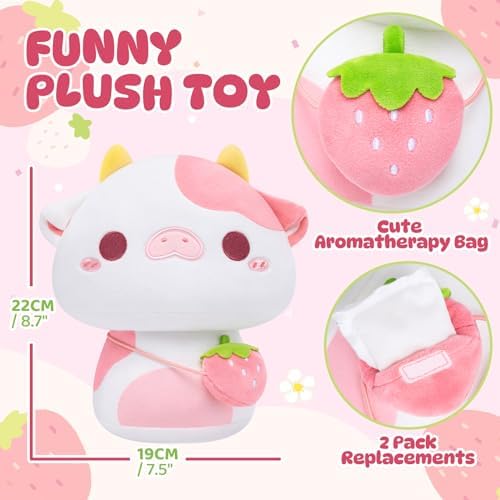 Scented Plush Strawberry Cow Pillow