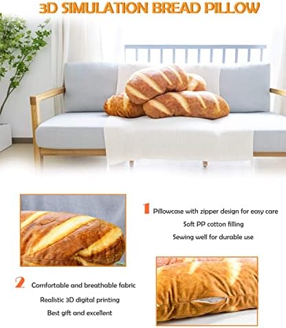 Wepop 40 in 3D Simulation Bread Shape Plush Pillow