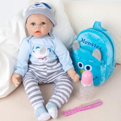 PEDOLLTREE 8 Pcs Reborn Baby Boy Doll Clothes Blue Puppy Set