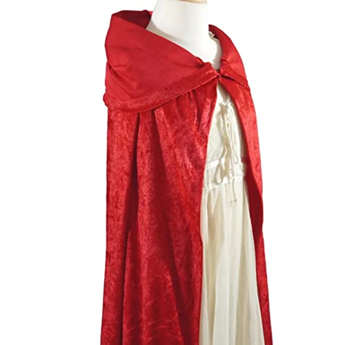 Red Crushed Velvet Hooded Cape - Adult Small