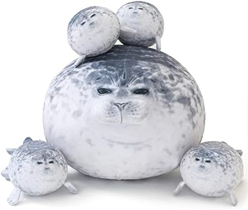 SQEQE Chubby Seal Pillow with 4 Baby Seal Plushies