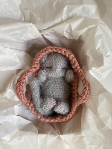 Fluffy Sleeping Kitten Grey Toy for Toddlers