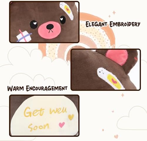 Easfan Get Well Soon Stuffed Bear Plush Pillow 13 Brown