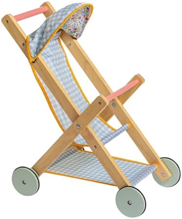 JC Toys Deluxe Wooden Doll Stroller for 18 Dolls and Stuffed Animals