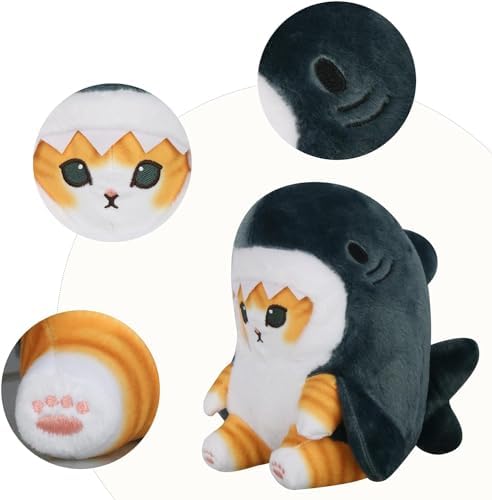 Shark Cat Plush Toy Cute Kawaii Stuffed Animal Pillow Blue 8inch