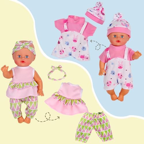 Young Buds 10 Sets Baby Doll Clothes with Schoolbag Cutlery Toys