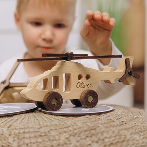 Personalized Wooden Toy Airplanes and Cars for Toddlers