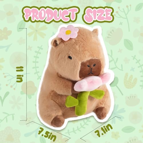 Flower Capybara Plush 11 Inch Cute Stuffed Animal Pillow
