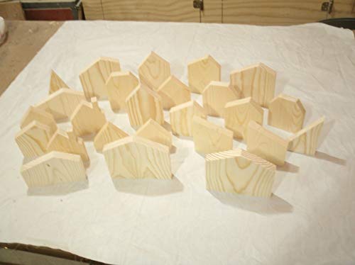 25 Handmade Unfinished Wooden House Shapes Set