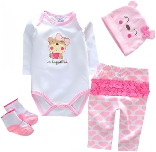 OYESY Reborn Baby Doll Pink Outfit 4pcs Set