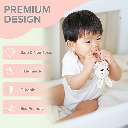 Deluxe Handcrafted Wooden Bunny Rattle Toy
