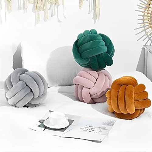 KEBAIHUA Knot Ball Pillow Handmade Plush Throw Cushion for Kids Room