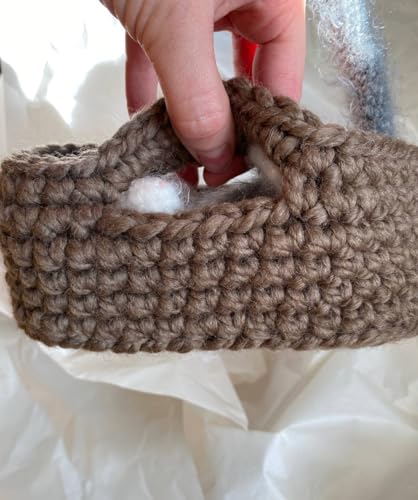 Fluffy Sleeping Kitten Dark Grey Crochet Toy for Toddlers