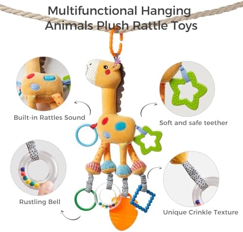 TUMAMA Giraffe Hanging Rattle Toy for Newborns