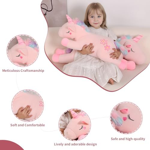32 Inch Super Soft Pink Unicorn Plush Pillow