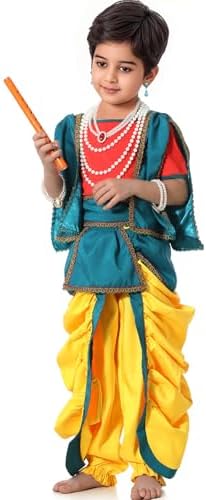 Ezuwail Krishna Costume for Baby Boy with Dhoti and Kurta Set