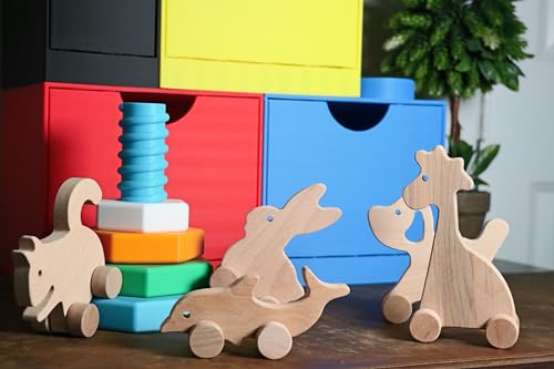 Wooden Squirrel Push Toy Handmade Baby Gift