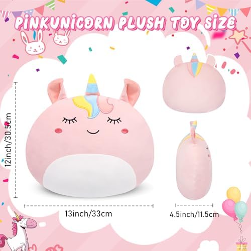 Slojkardon 12 Inch Pink Unicorn Plush Pillow Toy