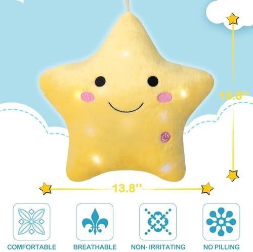 DearSun 13 Twinkle Star Plush Pillow Night Light