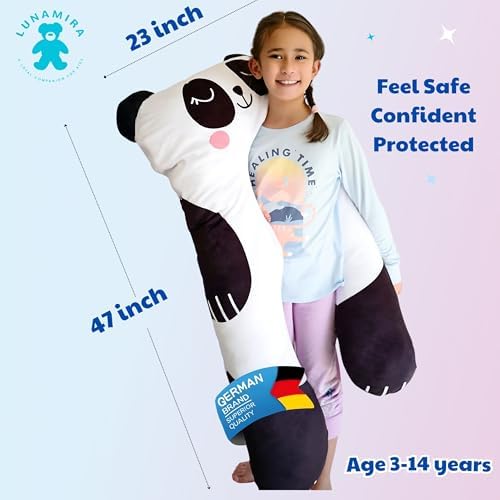 LUNAMIRA Panda Kids Body Pillow - 47 U-Shape Plush Comfort