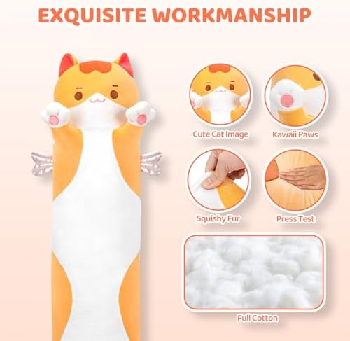 Mewaii Long Cat Plush 5 Sizes 20 inch Sleeping Pillow