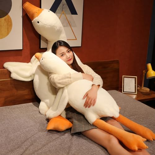 Giant White Goose Plush Pillow - 51 in Soft Furry Hugging Toy 1