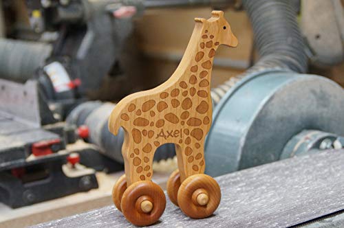 Handmade Wooden Giraffe Push Car by Little Wooden Wonders