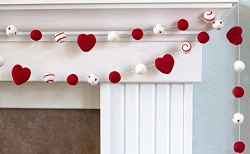 Matthew Mae Valentines Garland - Felt Balls Hearts