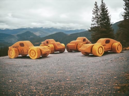 Personalized 4 Pcs Wooden Toy Cars For Toddlers 1-3