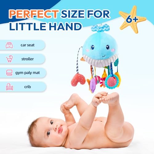 Jollybaby Whale Pull String Toy for Baby 0-18 Months