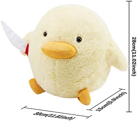 Kephay Cute Duck Plush Toy with Knife 118 Inch Yellow Stuffed Animal