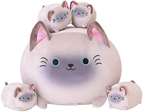 SQEQE Siamese Cat Plush Set 5 in 1 Stuffed Animal Pillow Kids Toy