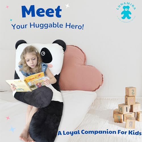 LUNAMIRA Panda Kids Body Pillow - 47 U-Shape Plush Comfort